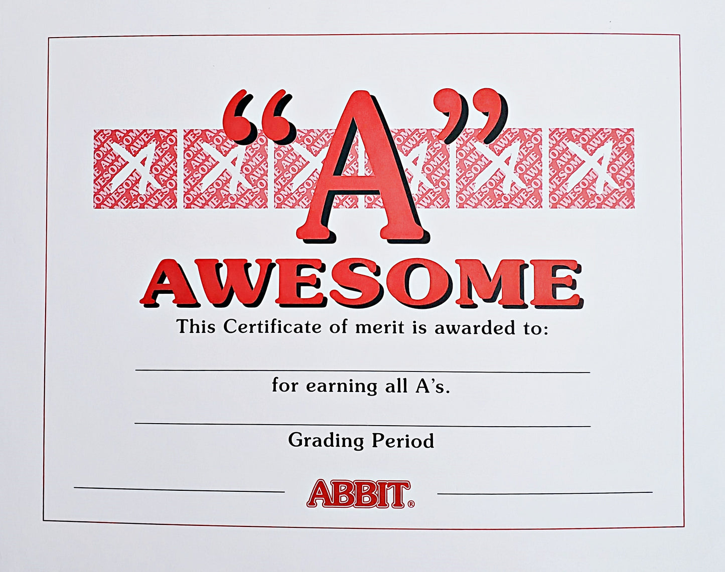 "A" Awesome Certificate